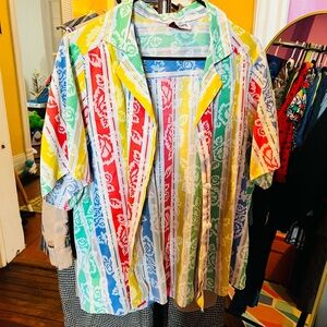 Vintage colorful floral striped top